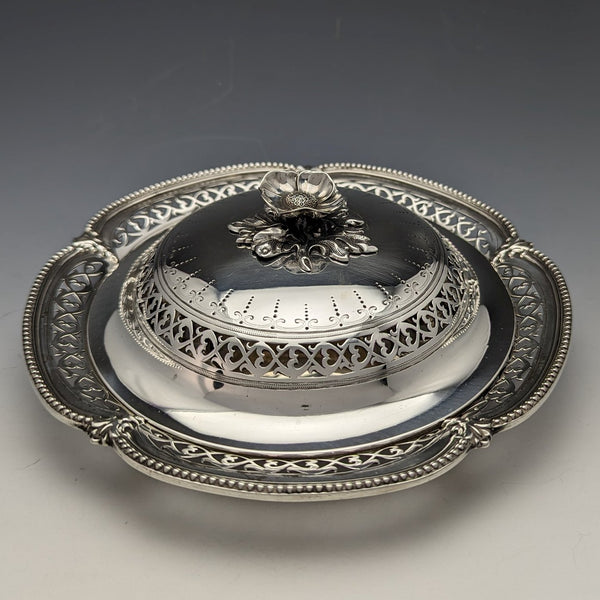 1866 British Antique Sterling Silver Butter Dish with Lid 300g Henry Wilkinson